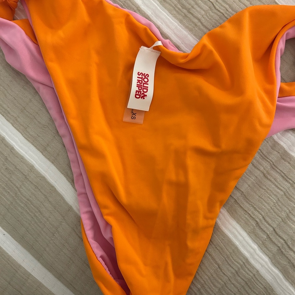Solid & Striped Reversible Orange And Pink Bikini… - image 3